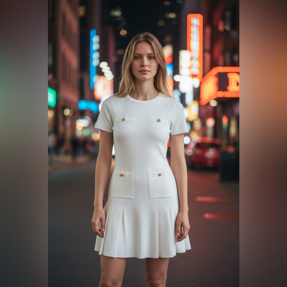 Zara elegant white knit dress